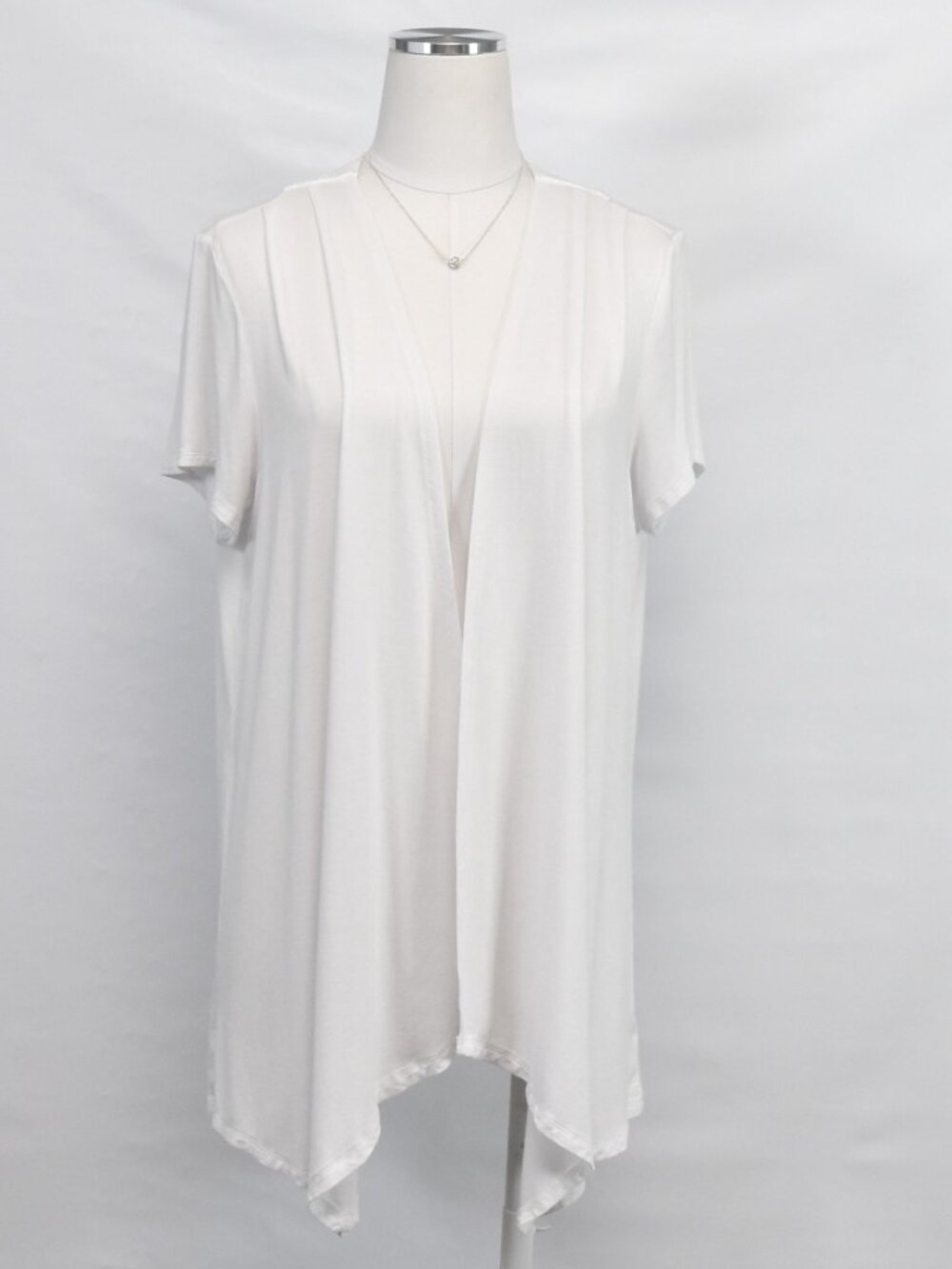 Short Sleeve White Cardigan with Lace Back Inset